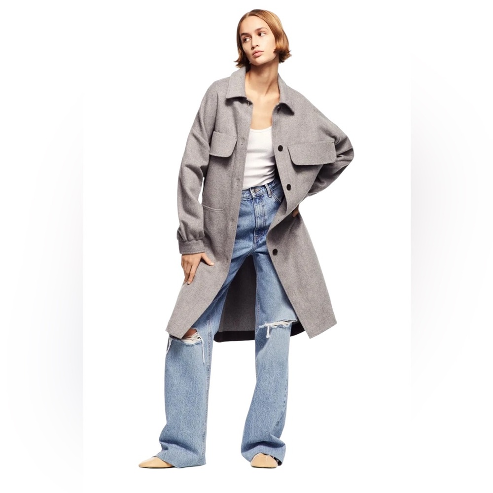 Zara Gray Wool Blend Shirt Jacket for Women